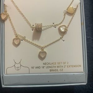Gold Heart Necklace Set